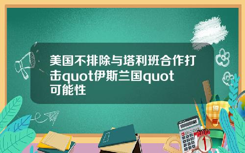 美国不排除与塔利班合作打击quot伊斯兰国quot可能性