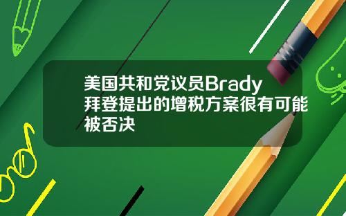 美国共和党议员Brady拜登提出的增税方案很有可能被否决