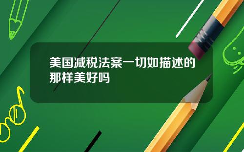 美国减税法案一切如描述的那样美好吗