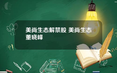 美尚生态解禁股 美尚生态董晓峰