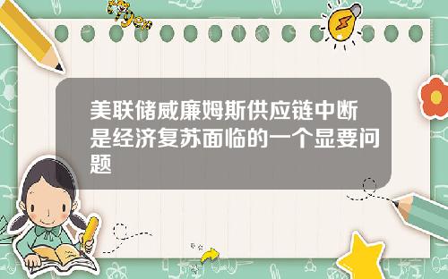 美联储威廉姆斯供应链中断是经济复苏面临的一个显要问题