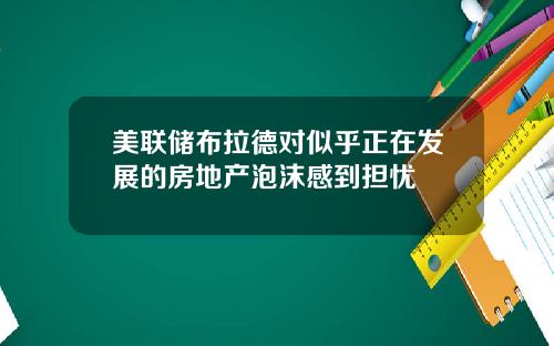 美联储布拉德对似乎正在发展的房地产泡沫感到担忧