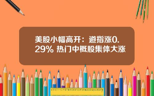 美股小幅高开：道指涨0.29% 热门中概股集体大涨