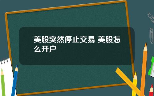 美股突然停止交易 美股怎么开户