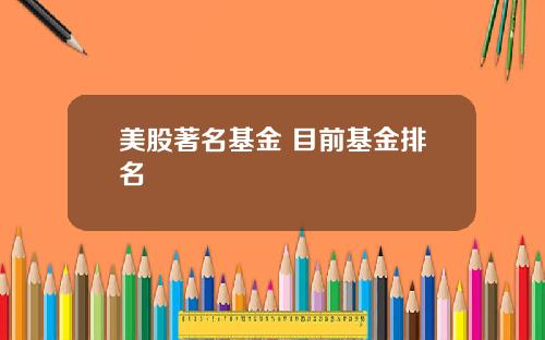 美股著名基金 目前基金排名
