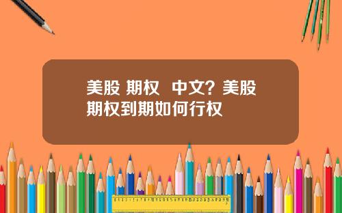 美股 期权  中文？美股期权到期如何行权