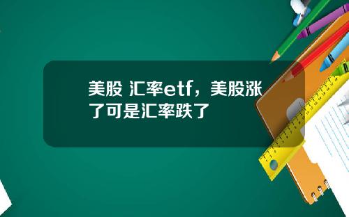 美股 汇率etf，美股涨了可是汇率跌了
