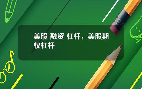 美股 融资 杠杆，美股期权杠杆