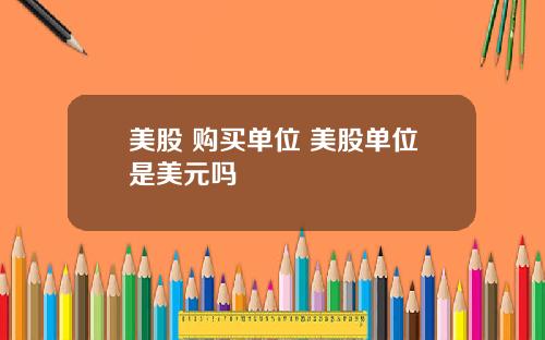 美股 购买单位 美股单位是美元吗