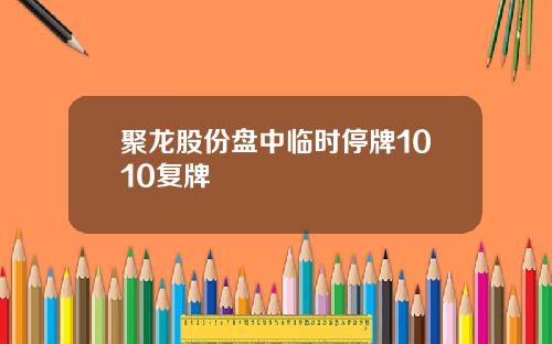 聚龙股份盘中临时停牌1010复牌