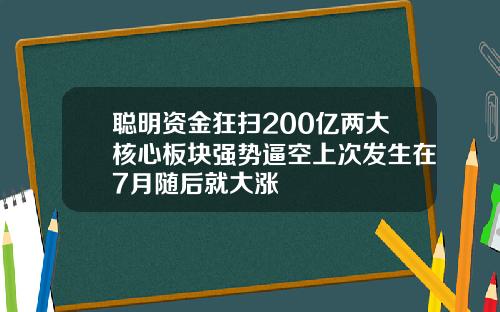 聪明资金狂扫200亿两大核心板块强势逼空上次发生在7月随后就大涨