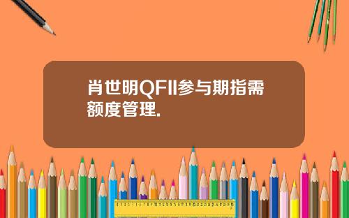 肖世明QFII参与期指需额度管理.