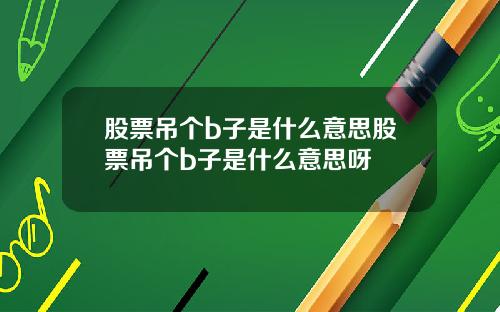 股票吊个b子是什么意思股票吊个b子是什么意思呀