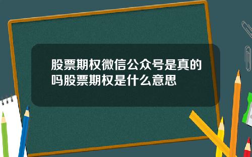 股票期权微信公众号是真的吗股票期权是什么意思