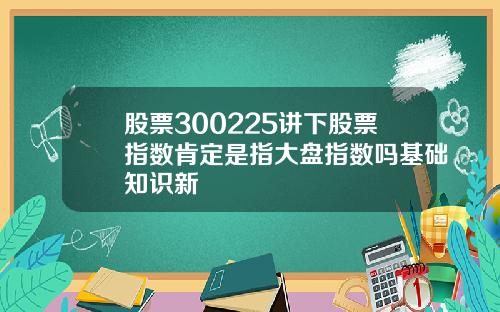 股票300225讲下股票指数肯定是指大盘指数吗基础知识新