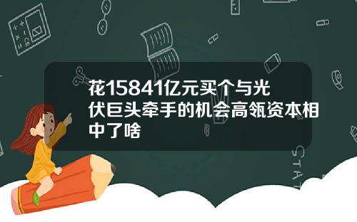 花15841亿元买个与光伏巨头牵手的机会高瓴资本相中了啥