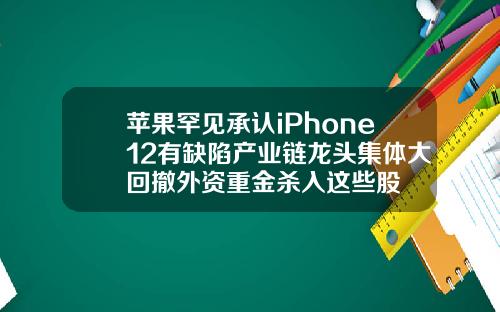 苹果罕见承认iPhone12有缺陷产业链龙头集体大回撤外资重金杀入这些股