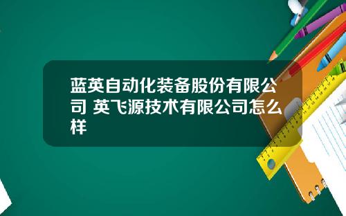 蓝英自动化装备股份有限公司 英飞源技术有限公司怎么样