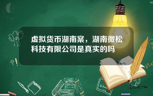虚拟货币湖南案，湖南微松科技有限公司是真实的吗