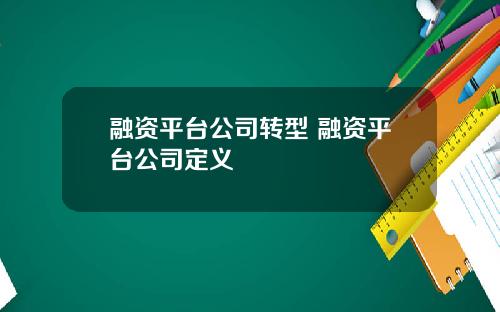 融资平台公司转型 融资平台公司定义