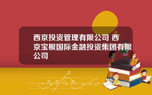 西京投资管理有限公司 西京宝根国际金融投资集团有限公司