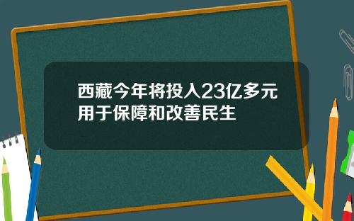 西藏今年将投入23亿多元用于保障和改善民生