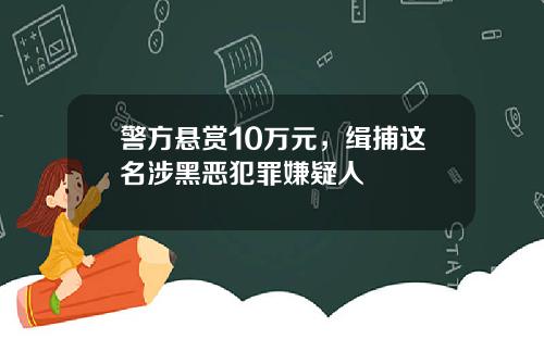 警方悬赏10万元，缉捕这名涉黑恶犯罪嫌疑人