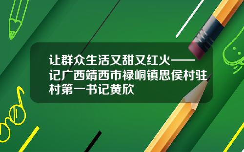 让群众生活又甜又红火——记广西靖西市禄峒镇思侯村驻村第一书记黄欣