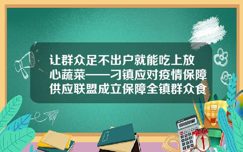 让群众足不出户就能吃上放心蔬菜——刁镇应对疫情保障供应联盟成立保障全镇群众食品供应