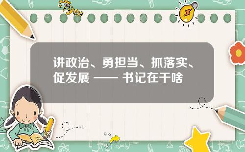 讲政治、勇担当、抓落实、促发展 —— 书记在干啥