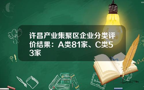 许昌产业集聚区企业分类评价结果：A类81家、C类53家