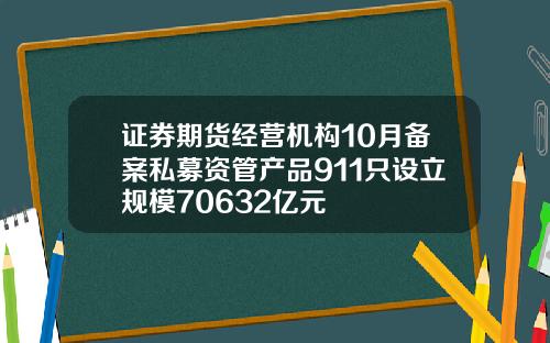 证券期货经营机构10月备案私募资管产品911只设立规模70632亿元