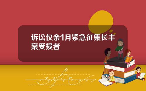 诉讼仅余1月紧急征集长丰案受损者