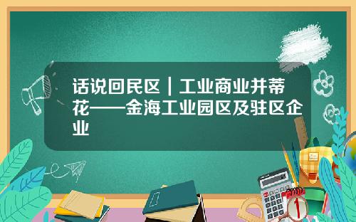 话说回民区｜工业商业并蒂花——金海工业园区及驻区企业