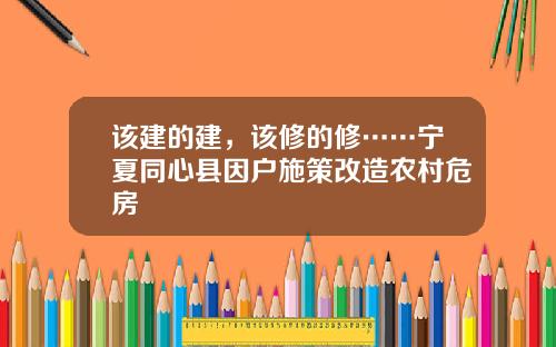 该建的建，该修的修……宁夏同心县因户施策改造农村危房