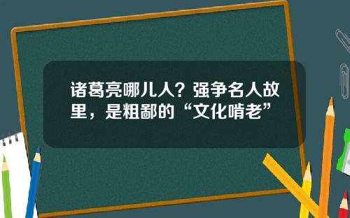 诸葛亮哪儿人？强争名人故里，是粗鄙的“文化啃老”