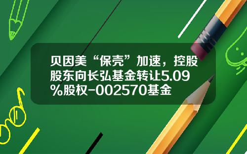 贝因美“保壳”加速，控股股东向长弘基金转让5.09%股权-002570基金