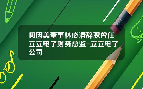 贝因美董事林必清辞职曾任立立电子财务总监-立立电子公司