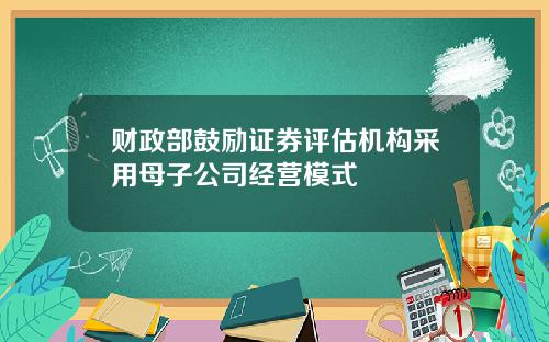 财政部鼓励证券评估机构采用母子公司经营模式