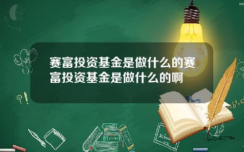 赛富投资基金是做什么的赛富投资基金是做什么的啊