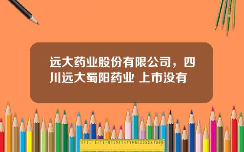 远大药业股份有限公司，四川远大蜀阳药业 上市没有