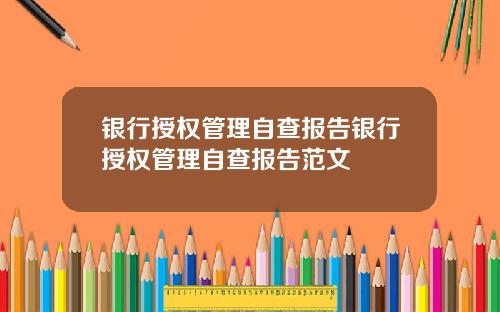 银行授权管理自查报告银行授权管理自查报告范文