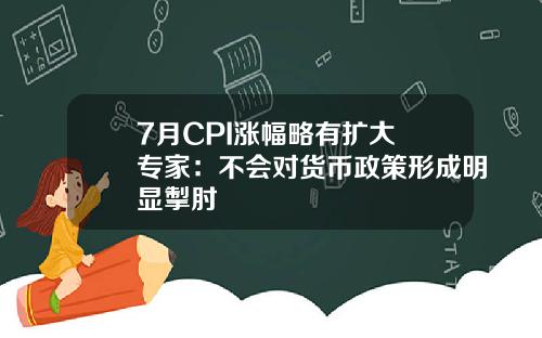 7月CPI涨幅略有扩大 专家：不会对货币政策形成明显掣肘