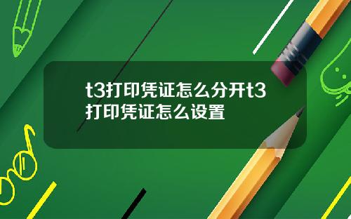 t3打印凭证怎么分开t3打印凭证怎么设置