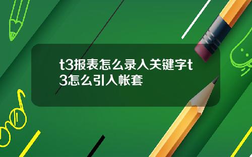 t3报表怎么录入关键字t3怎么引入帐套