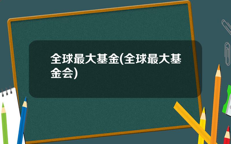 全球最大基金(全球最大基金会)