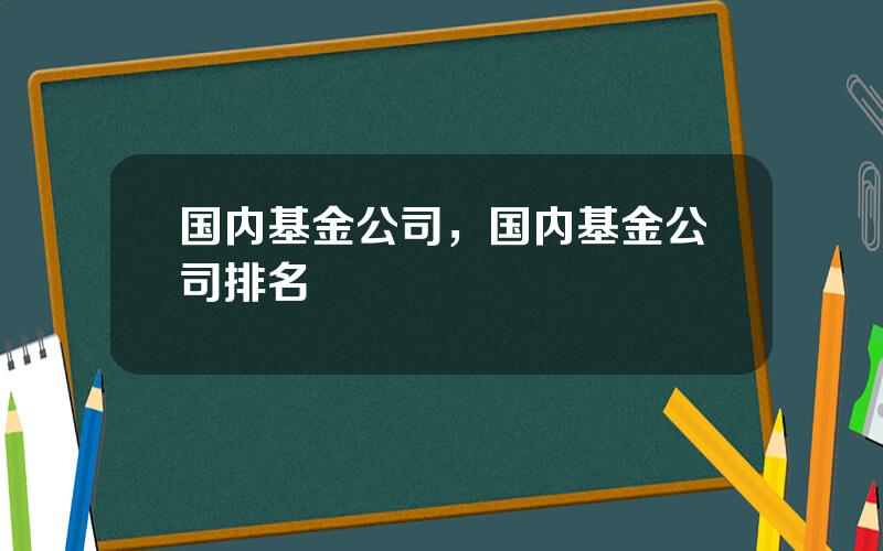 国内基金公司，国内基金公司排名