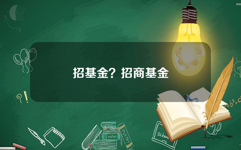 招基金？招商基金