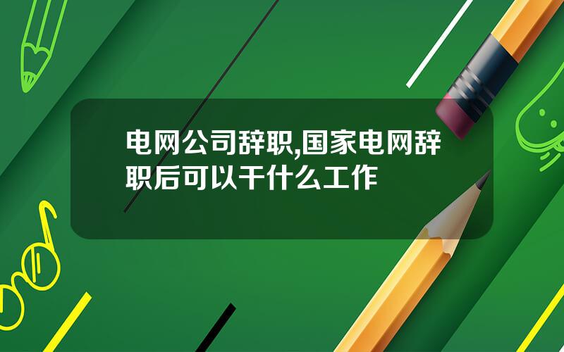电网公司辞职,国家电网辞职后可以干什么工作