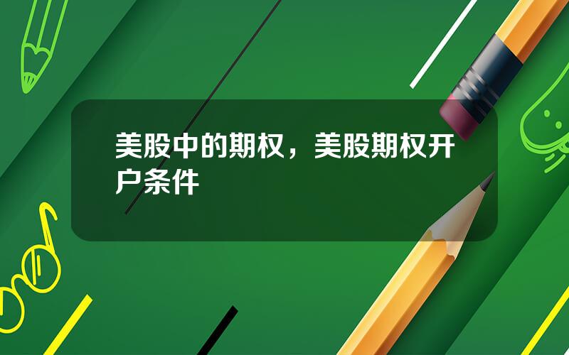 美股中的期权，美股期权开户条件